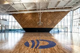 The regulation basketball court at Home Court, the Obama Presidential Center's athletic facility